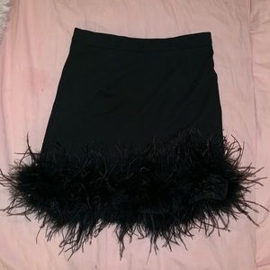Black Mini Skirt with Fur Detail